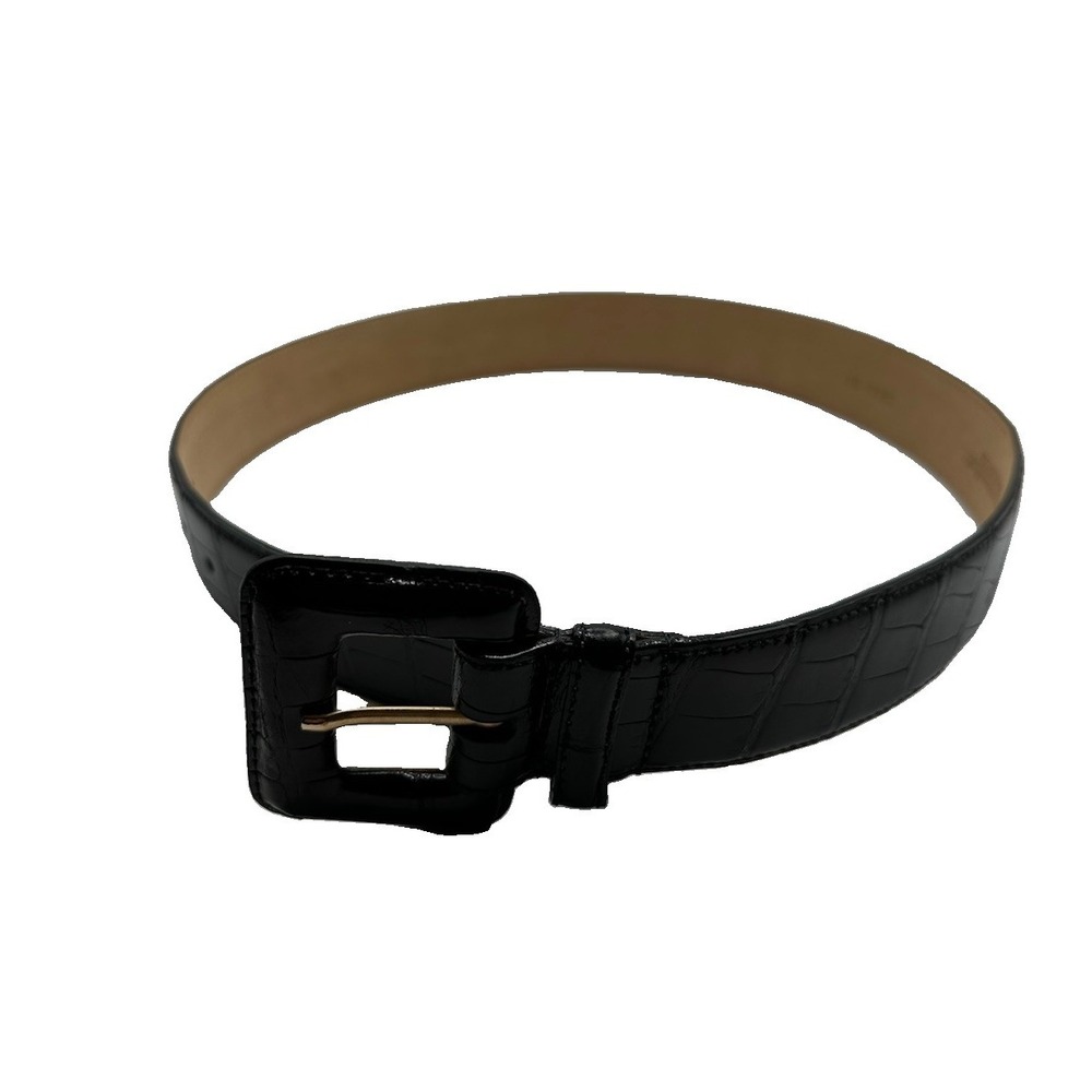 Saks Fifth Ave Black Wide Genuine American Alligator Belt Size Small NWT
